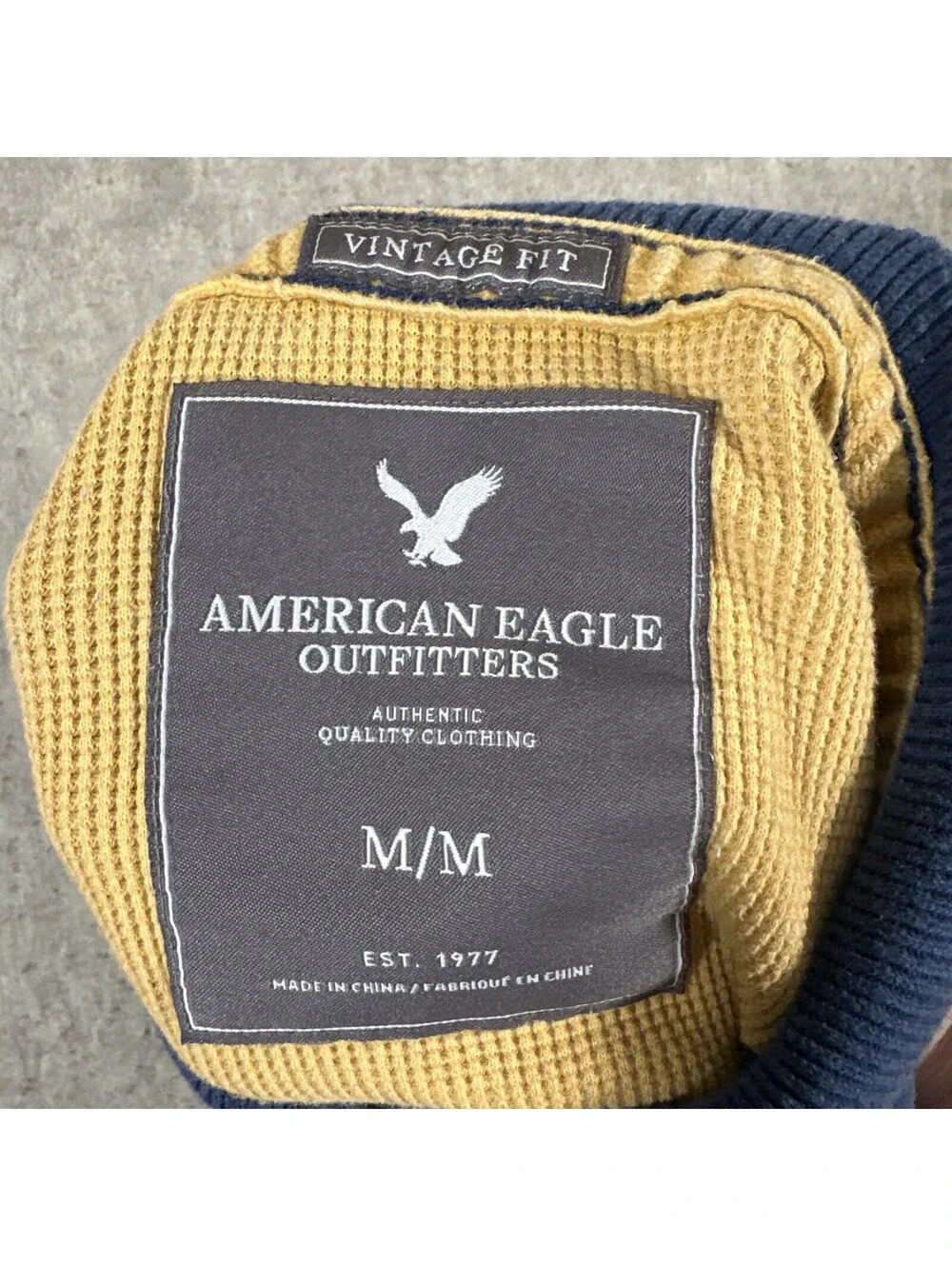 American Eagle Sweater Medium Blue Stripe Collar Blue Vintage Fit Y2K